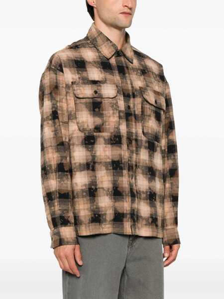 Camasi casual Palm Angels Plaid Shirt BROWN Barbati (BM 15761927) 3