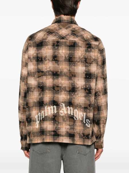 Camasi casual Palm Angels Plaid Shirt BROWN Barbati (BM 15761927) 4