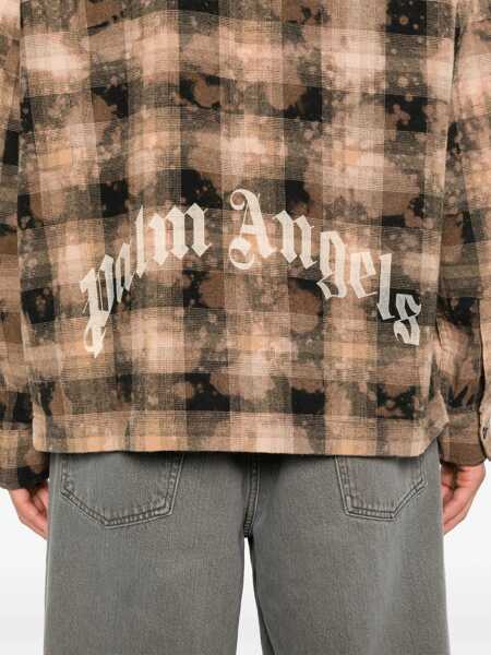 Camasi casual Palm Angels Plaid Shirt BROWN Barbati (BM 15761927) 5