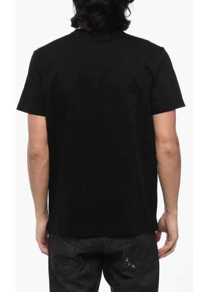 Tricouri DSQUARED2 Solid Color Cigarette Fit Crew-Neck T-Shirt With Printed Log Black Barbati (BM 15767495) 2