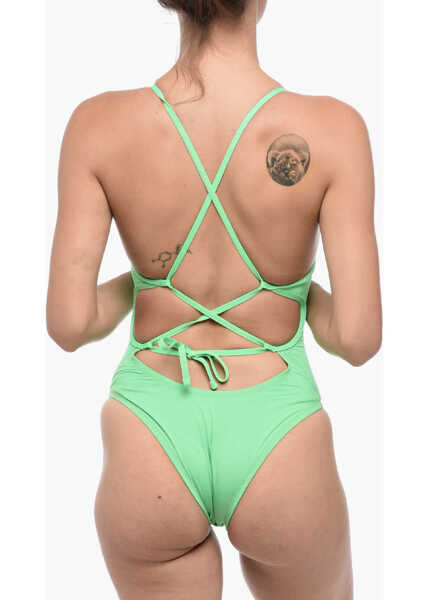 Costume de baie intregi Nike Swim Solid Color One-Piece Swimsuit With Lace-Up Detail Green Femei (BM 15767639) 2