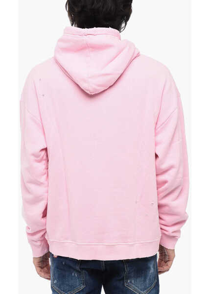 Bluze de trening DSQUARED2 Vintage Effect Hoodie With Patch Pocket Pink Barbati (BM 15767672) 2