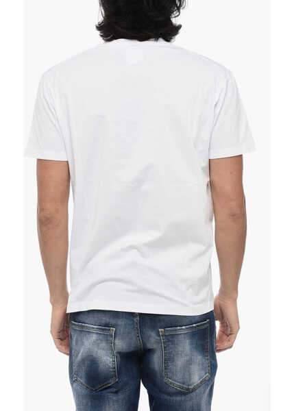 Tricouri DSQUARED2 Crew-Neck T-Shirt With Embossed Logo White Barbati (BM 15767678) 2