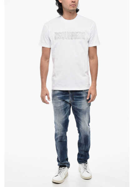 Tricouri DSQUARED2 Crew-Neck T-Shirt With Embossed Logo White Barbati (BM 15767678) 4