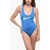 Nike Swim Solid Color One-Piece Swimsuit With Crossed Straps Blue