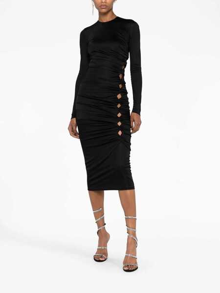 Rochii lungi Versace Rouched Long Sleeved Dress Black Femei (BM 15767816) 2