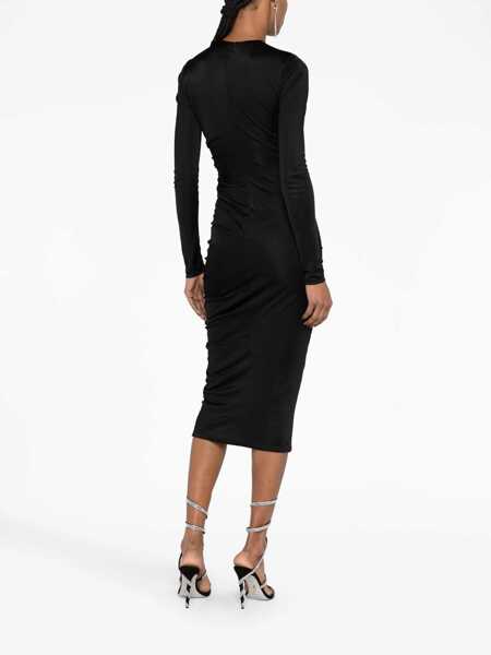Rochii lungi Versace Rouched Long Sleeved Dress Black Femei (BM 15767816) 4