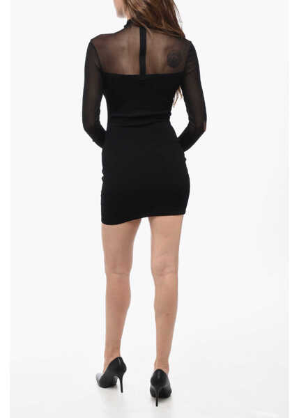 Rochii scurte NENSI DOJAKA Long Sleeved Dress With Mesh Inserts Black Femei (BM 15767828) 2