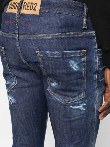 Blugi drepti DSQUARED2 Distressed Super Twinky Jeans With Visible Stiching 15Cm Blue Barbati (BM 15767843) 5