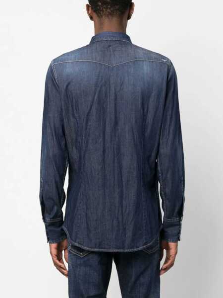 Camasi de blugi DSQUARED2 Denim Shirt With Snap Buttons Blue Barbati (BM 15767849) 4