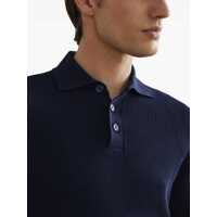 Tricouri Polo Brunello Cucinelli pentru Barbati - Tricouri Polo Brunello Cucinelli Brunello Cucinelli Ribbed Polo Shirt BLUE Barbati (BM 15776396) - B-mall.ro
