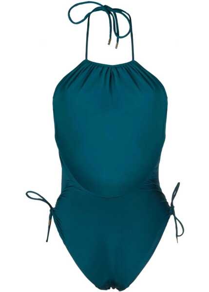Costume de baie intregi Saint Laurent Solid Color Halterneck One-Piece Swimsuit Blue Femei (BM 15779147) 2