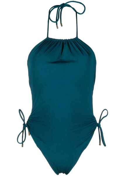 Costume de baie intregi Saint Laurent Solid Color Halterneck One-Piece Swimsuit Blue Femei (BM 15779147) 1