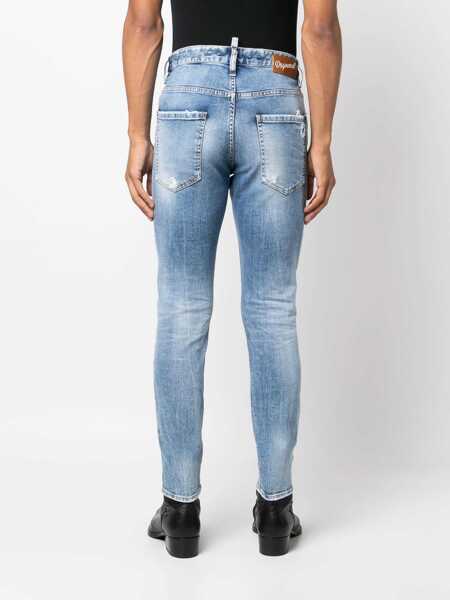 Blugi drepti DSQUARED2 Distressed Skater Demis With Belt Loops 15,5Cm Blue Barbati (BM 15779204) 4