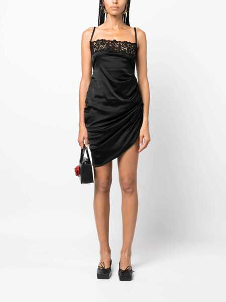 Rochii scurte JACQUEMUS Le Chouchou La Saudade Brodee Asymmetric Dress With Lace Tri Black Femei (BM 15779981) 2