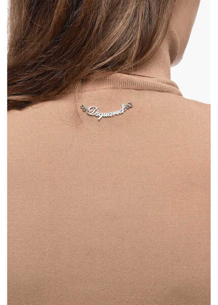 Rochii scurte DSQUARED2 Turtleneck Stretch Fabric Sheath Dress Beige Femei (BM 15780095) 3