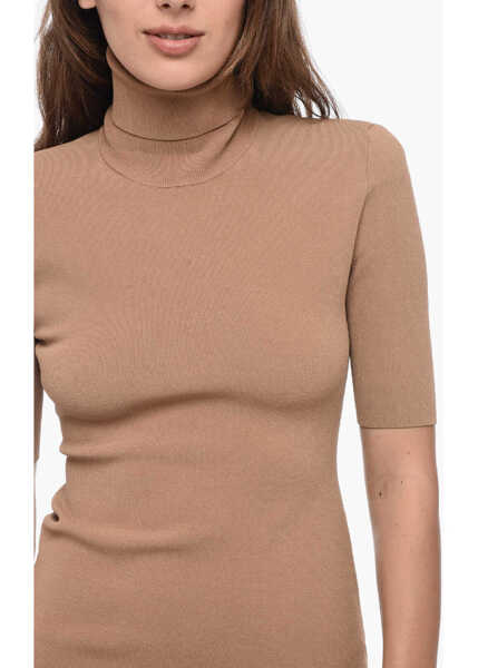 Rochii scurte DSQUARED2 Turtleneck Stretch Fabric Sheath Dress Beige Femei (BM 15780095) 4