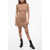 DSQUARED2 Turtleneck Stretch Fabric Sheath Dress Beige