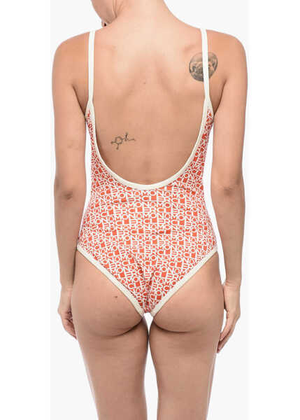 Costume de baie intregi Moncler All-Over Logoed One-Piece Swimsuit Orange Femei (BM 15780218) 2