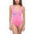 Nike Swim Solid Color One-Piece Swimsuit With Crossed Straps Pink