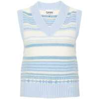 Topuri Multicolor Knit Vest With Stripe Motif In Wool Woman Femei