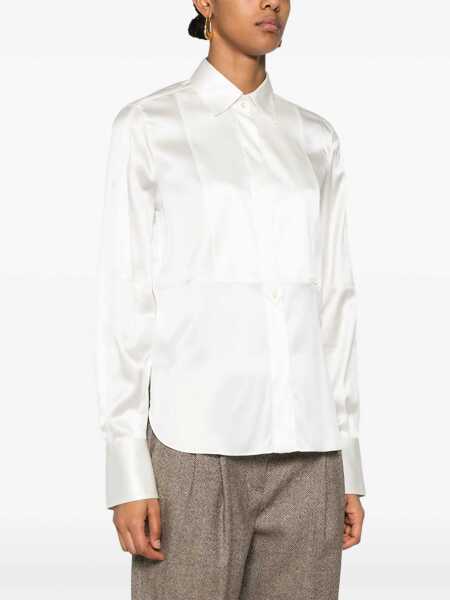 Camasi Brunello Cucinelli Brunello Cucinelli Satin Silk Shirt WHITE Femei (BM 15788216) 3
