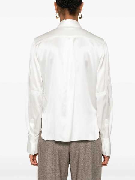 Camasi Brunello Cucinelli Brunello Cucinelli Satin Silk Shirt WHITE Femei (BM 15788216) 4