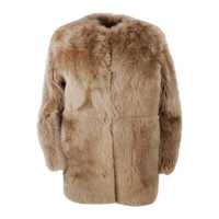 Geci Beige Crewneck Shearling Jacket In Fur Woman Femei