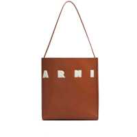 Genti de mana Marni Brown Calfskin Shopping Bag Femei