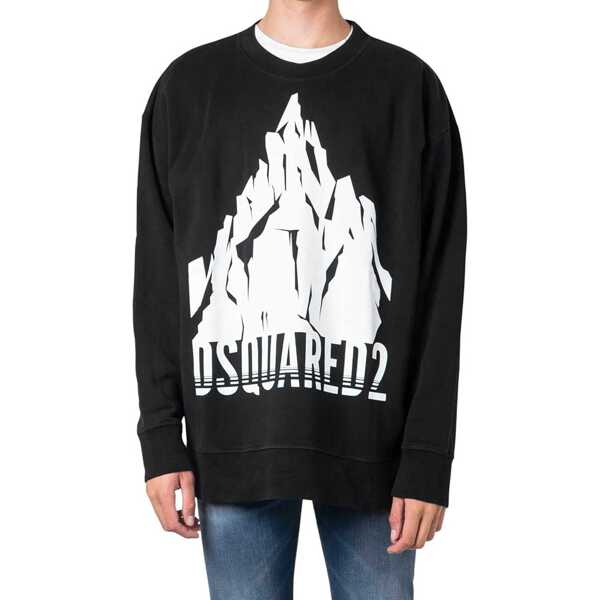 Bluze de trening DSQUARED2 Dsquared2 Cotton Logo Sweatshirt Black Barbati (BM 15791624) 2