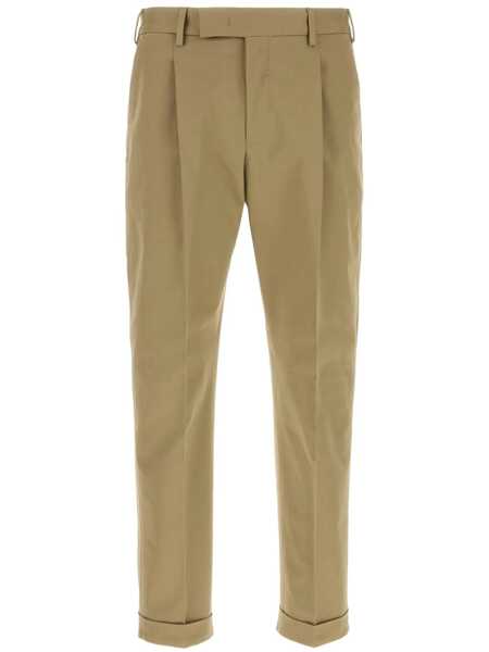 Pantaloni casual PT TORINO REBEL 1 Pleat, Diagonal Pockets, Flap Back Pockets Brown Barbati (BM 15800219) 1