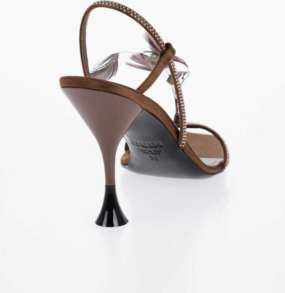 Sandale cu toc 3JUIN Satin Gemma Sandals With Rhinestone Embellishment And Feathe Brown Femei (BM 15802547) 2