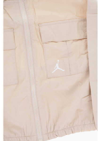 Jachete Nike Air Jordan Nylon Windbreaker Jacket With Logoed Side Bands Beige Baieti (BM 15803120) 2