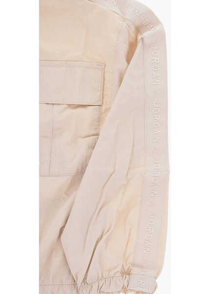 Jachete Nike Air Jordan Nylon Windbreaker Jacket With Logoed Side Bands Beige Baieti (BM 15803120) 3