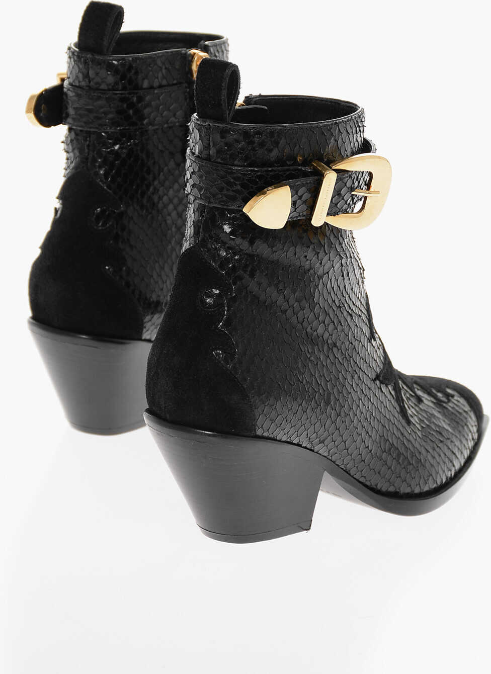 Botine Giuseppe Zanotti Snakeskin Guns Booties With Buckle Detail Heel 6 Cm Black Femei (BM 15803279) 2