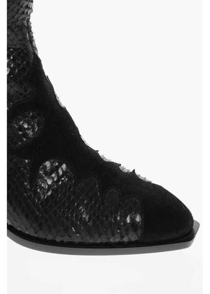 Botine Giuseppe Zanotti Snakeskin Guns Booties With Buckle Detail Heel 6 Cm Black Femei (BM 15803279) 4