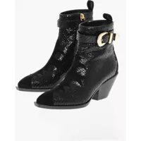 Botine Snakeskin Guns Booties With Buckle Detail Heel 6 Cm Femei
