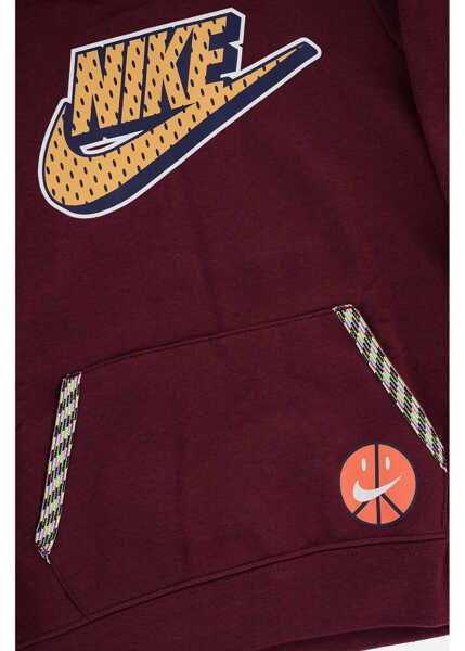 Bluze de trening Nike Fleeced Cotton Blend Hoodie With Contrasting Details Burgundy Baieti (BM 15803297) 2