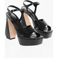 Sandale cu toc Criss-Cross Leather Sandals Heel 13 Cm Femei