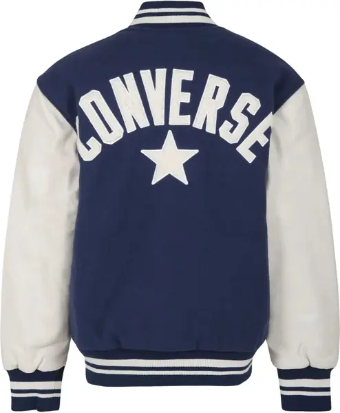 Bomber jacket Converse Varsity Jacket With Faux Leather And Logoed Buttons Beige Baieti (BM 15803483) 2