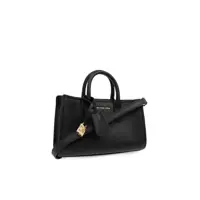 Genti de mana Michael Kors Dama - Genti de mana Michael Kors Scarlett Black Handbag With Logo Lettering On The Front And Padlock Detail In Grained Leather Woman Black Femei (BM 15805073) - B-mall.ro
