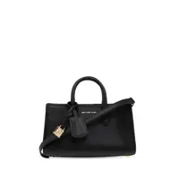 Genti de mana 'Scarlett' Black Handbag With Logo Lettering On The Front And Padlock Detail In Grained Leather Woman Femei