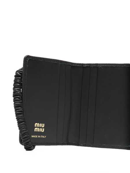 Portofele Miu Miu Miu Miu Logo-Plaque Matelass-Effect Wallet Black Femei (BM 15805508) 3