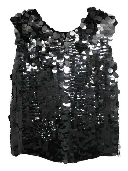 Bluze P.A.R.O.S.H. P.A.R.O.S.H. Glass Sequin Embellished Blouse Black Femei (BM 15807443) 2