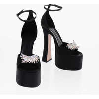 Sandale cu toc Satin Rosalia Ankle Strap Sandals With Jewels Embellished 17 Femei