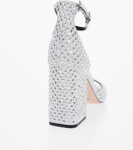 Sandale cu toc Paris Texas Suede Holly Fiona Ankle Strap Sandals With All-Over Jewels 1 White Femei (BM 15812621) 2