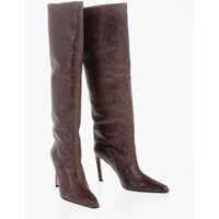Cizme lungi Solid Color Crackle Leather Jude Boots 11Cm Femei