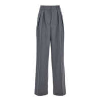 Pantaloni scurti Grey Pants With Pences And Wide Leg In Wool Blend Woman Femei