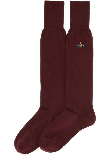 Sosete Vivienne Westwood High Socks With Orb Embroidery BORDEAUX Femei (BM 15836507) 2