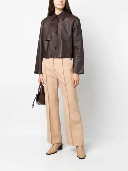 Pantaloni office Jil Sander Wool Wide-Leg Pants Beige Femei (BM 15837617) 2